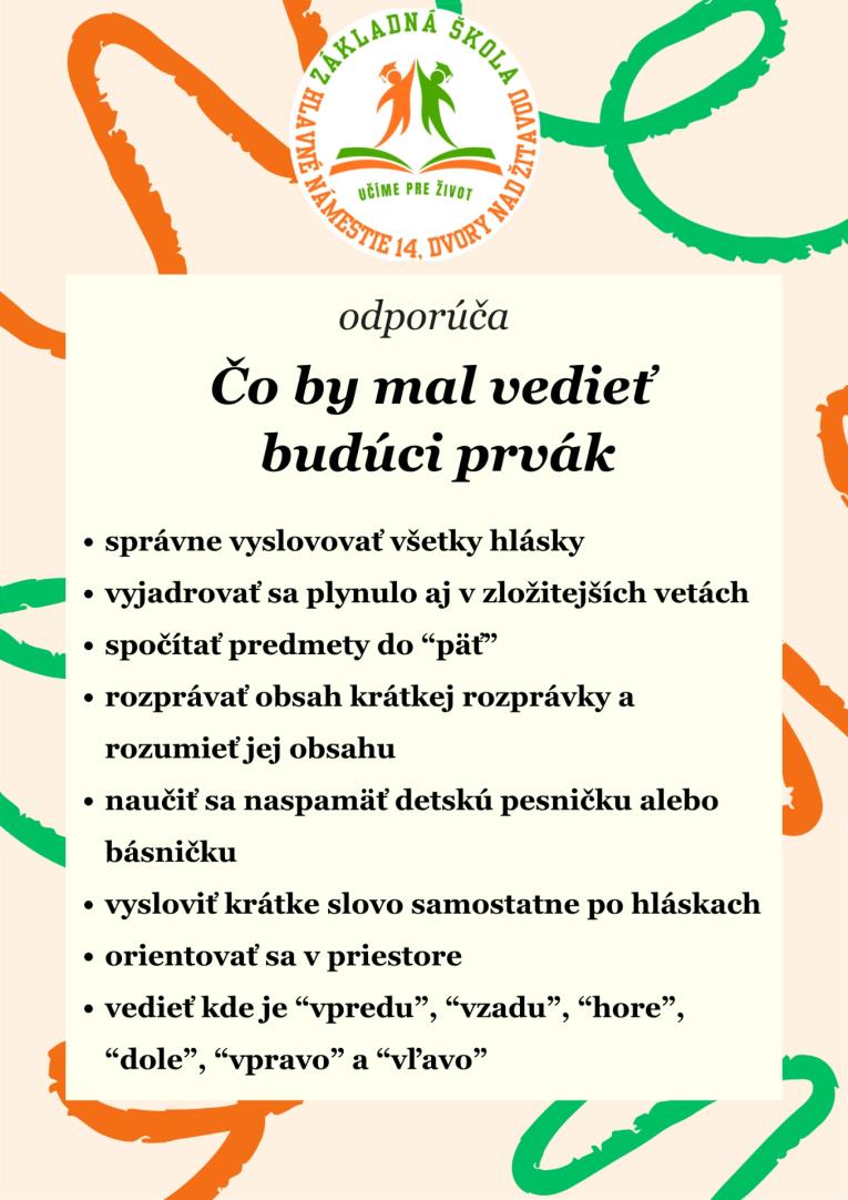 Čo by mal vedieť budúci prvák