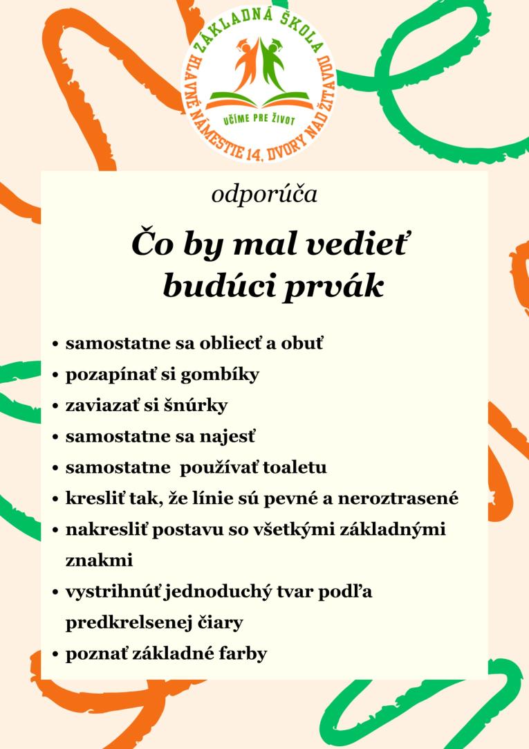 Čo by mal vedieť budúci prvák